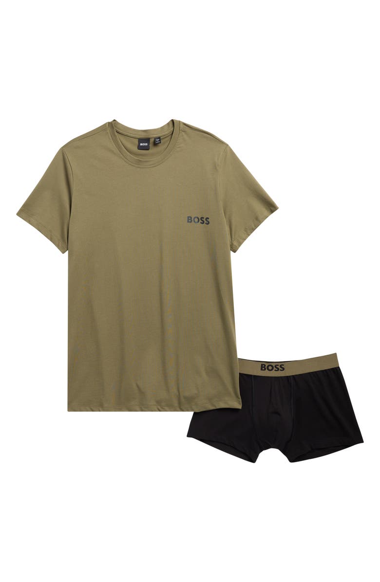 BOSS T-Shirt & Boxer Briefs Set, Main, color, Green Multi