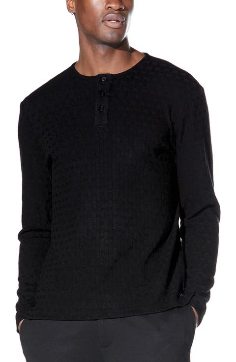 Jacquard Knit Henley Sweater