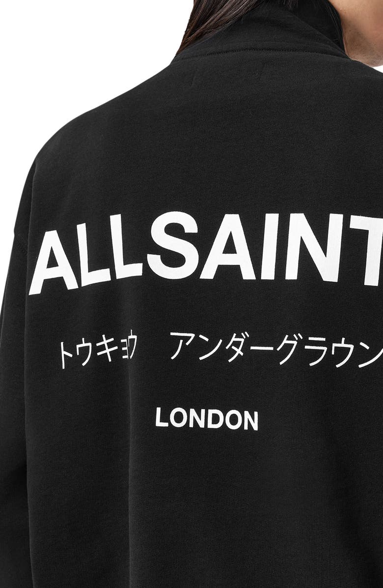 AllSaints Underground Oversize Half Zip Pullover, Alternate, color, Jet Black
