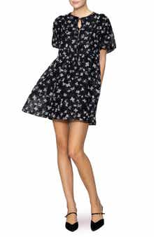 MELLODAY Butterfly Print Bubble Sleeve Minidress