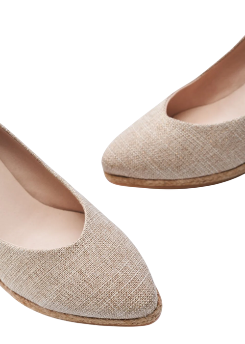 Viscata Roses Canvas V Cut Espadrille Wedges In Gold