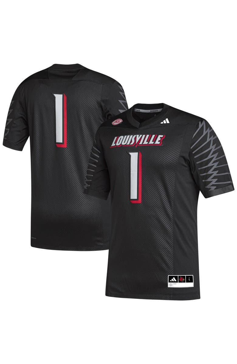 adidas Men's adidas #1 Black Louisville Cardinals Premier Football Jersey, Alternate, color, Black