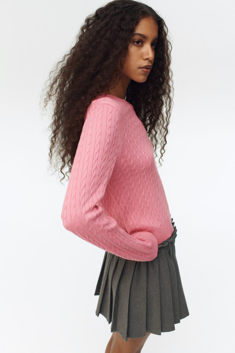Cable-knit Jumper, Alternate, color, Pink