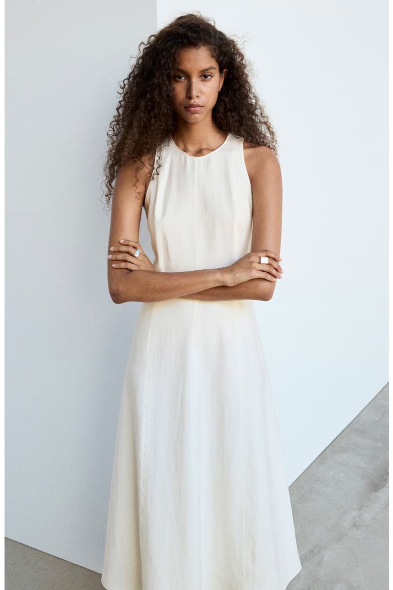 A-Line Dress with Stitching Detail, Alternate, color, ECRU