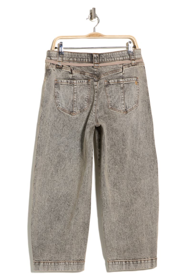 Tie Waist Barrel Leg Jeans, Alternate, color, TINTED BROWN