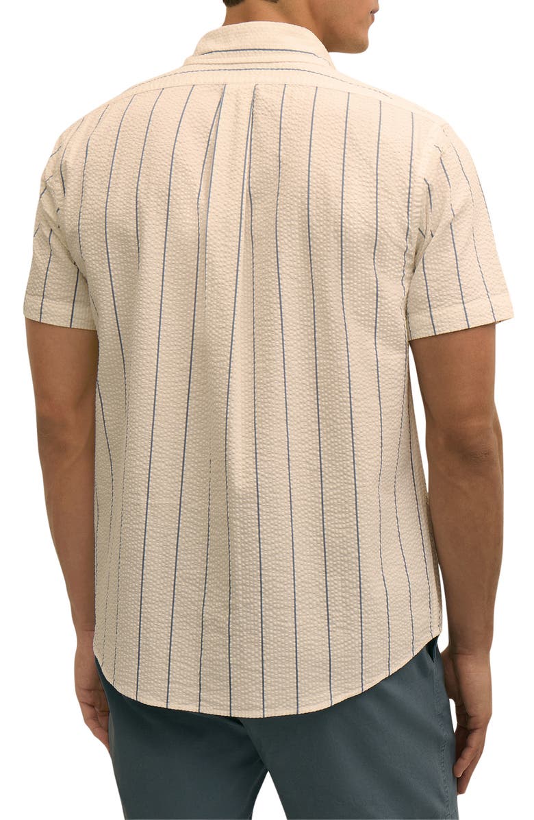 Brooks Brothers Stripe Short Sleeve Stretch Seersucker Button-Down Shirt, Alternate, color, Pinstripe