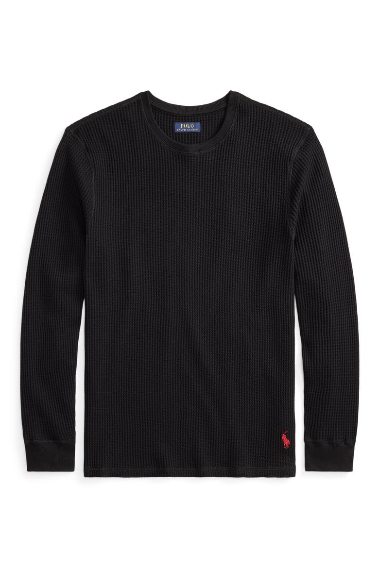 Premium Thermal Long Sleeve Pajama T-Shirt, Alternate, color, POLO BLACK