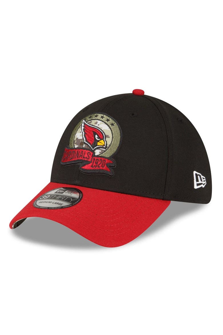 Men's New Era Black/Cardinal Arizona Cardinals 2022 Salute To Service 39THIRTY Flex Hat, Alternate, color, Black