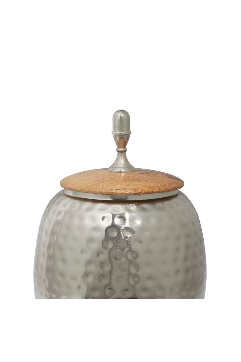 Silvertone Metal Contemporary Decorative Jar, Alternate, color, SILVER