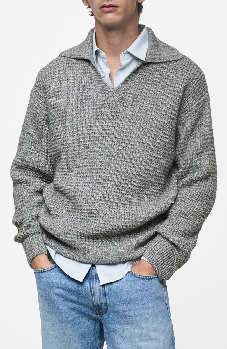 MANGO Chunky Johnny Collar Sweater, Main, color, 