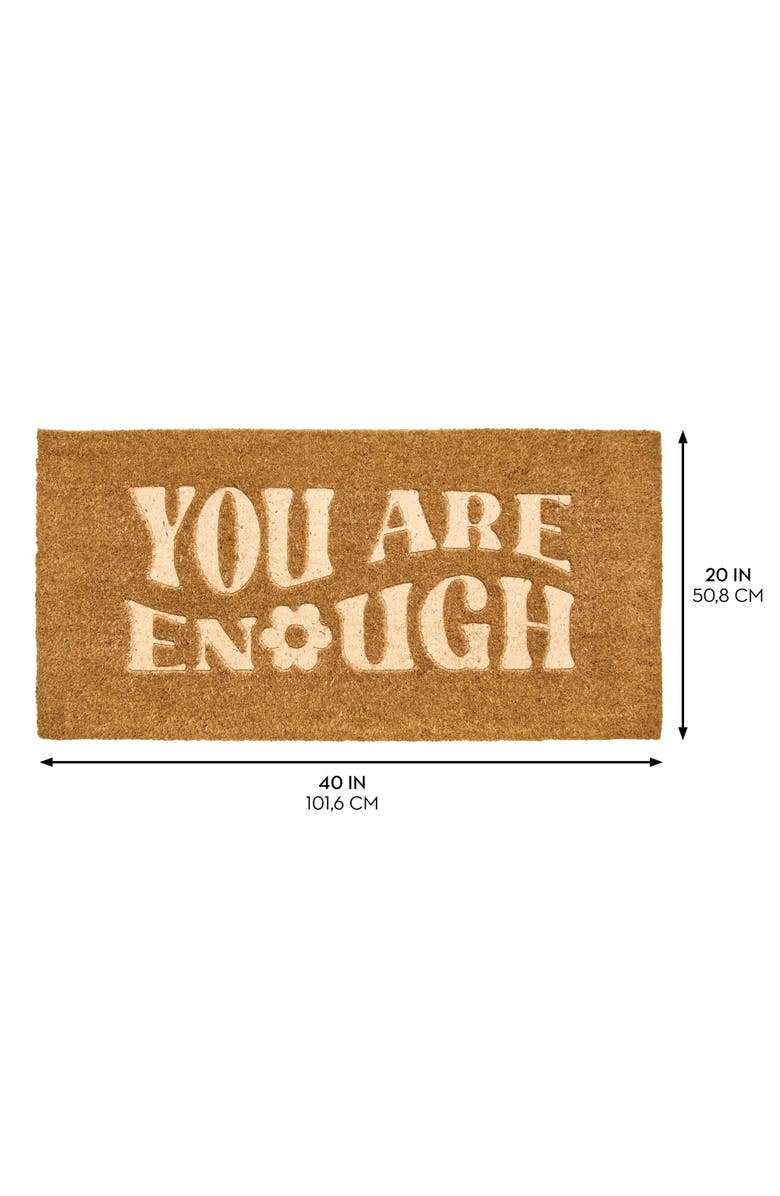mDesign You Are Enough Coir Doormat for Outdoor/Indoor Entrance, Natural, Alternate, color, 