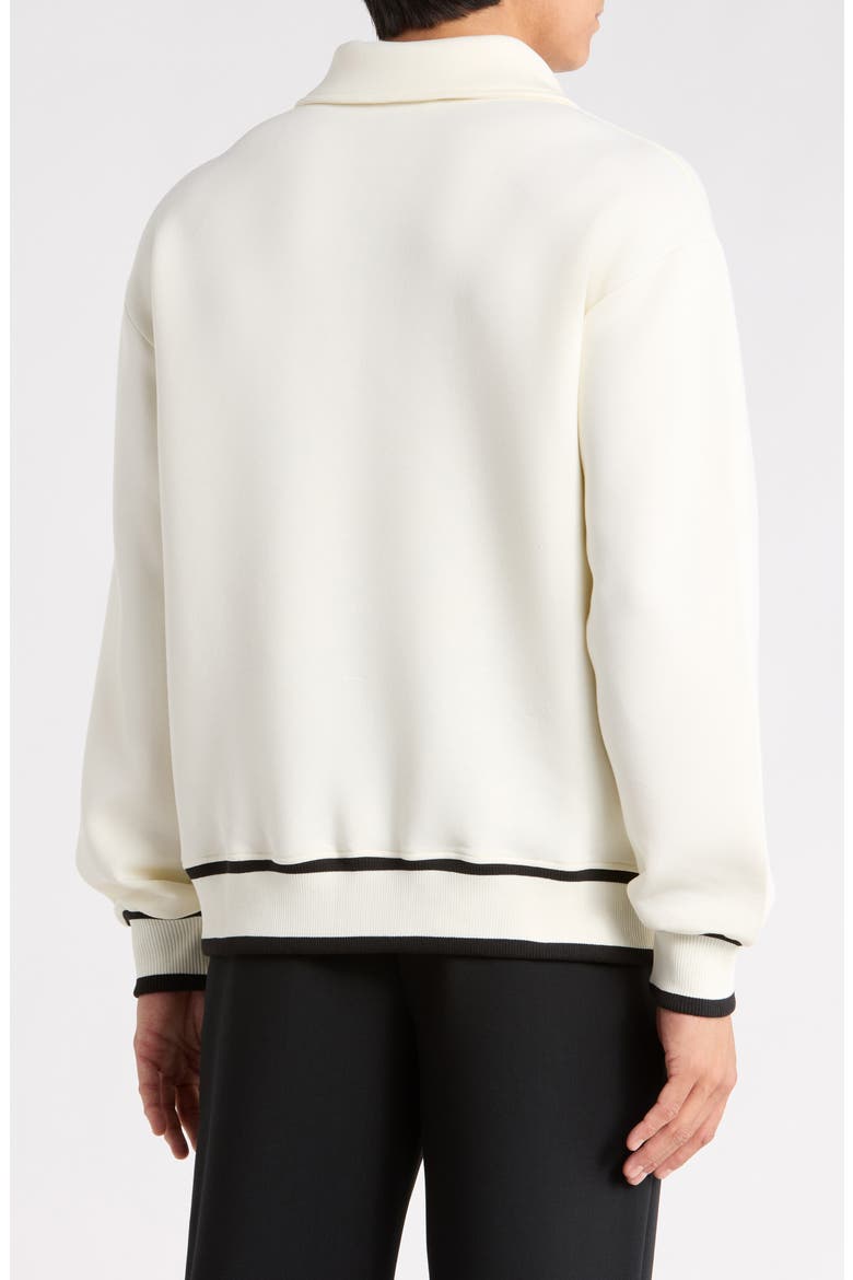 Quarter-Zip Scuba Sweatshirt, Alternate, color, WHITE/ BLACK