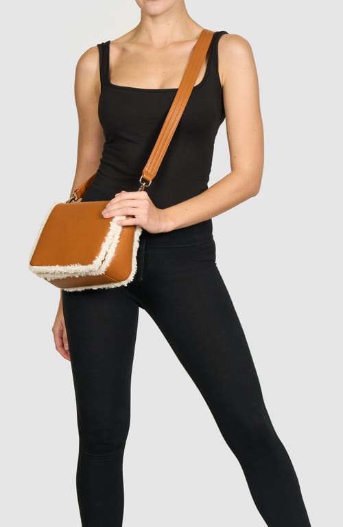 Urban Originals Faux Shearling Flap Crossbody Bag In Brown