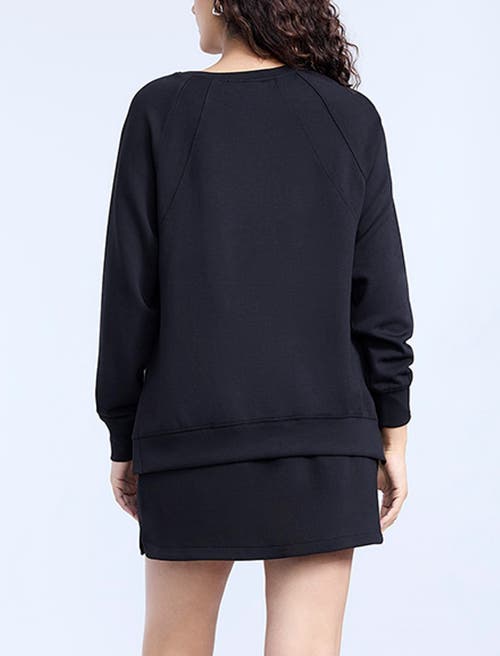 Motherhood Maternity Long Sleeve With Side Slits Scuba Raglan Top In Black