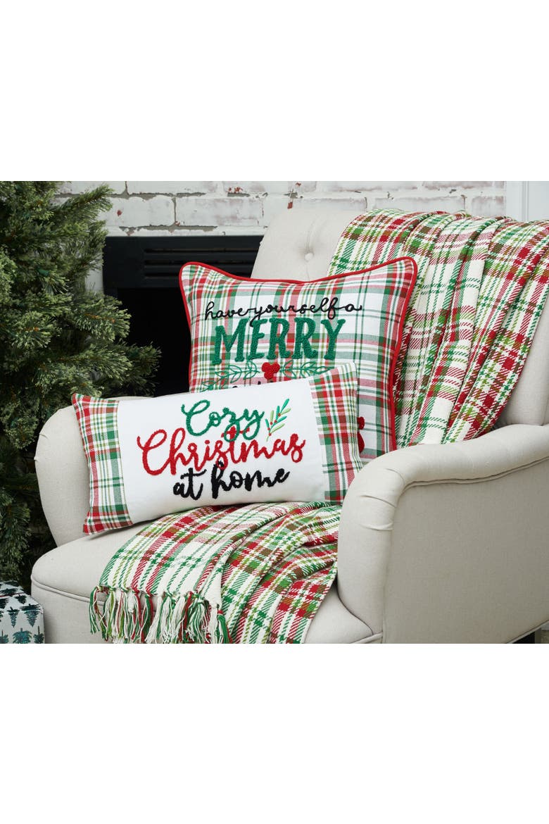 Plaid Throws, Alternate, color, Green/Ivory