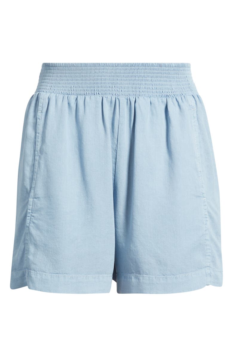Bernardo Smocked Waist Shorts, Main, color, Washed Indigo