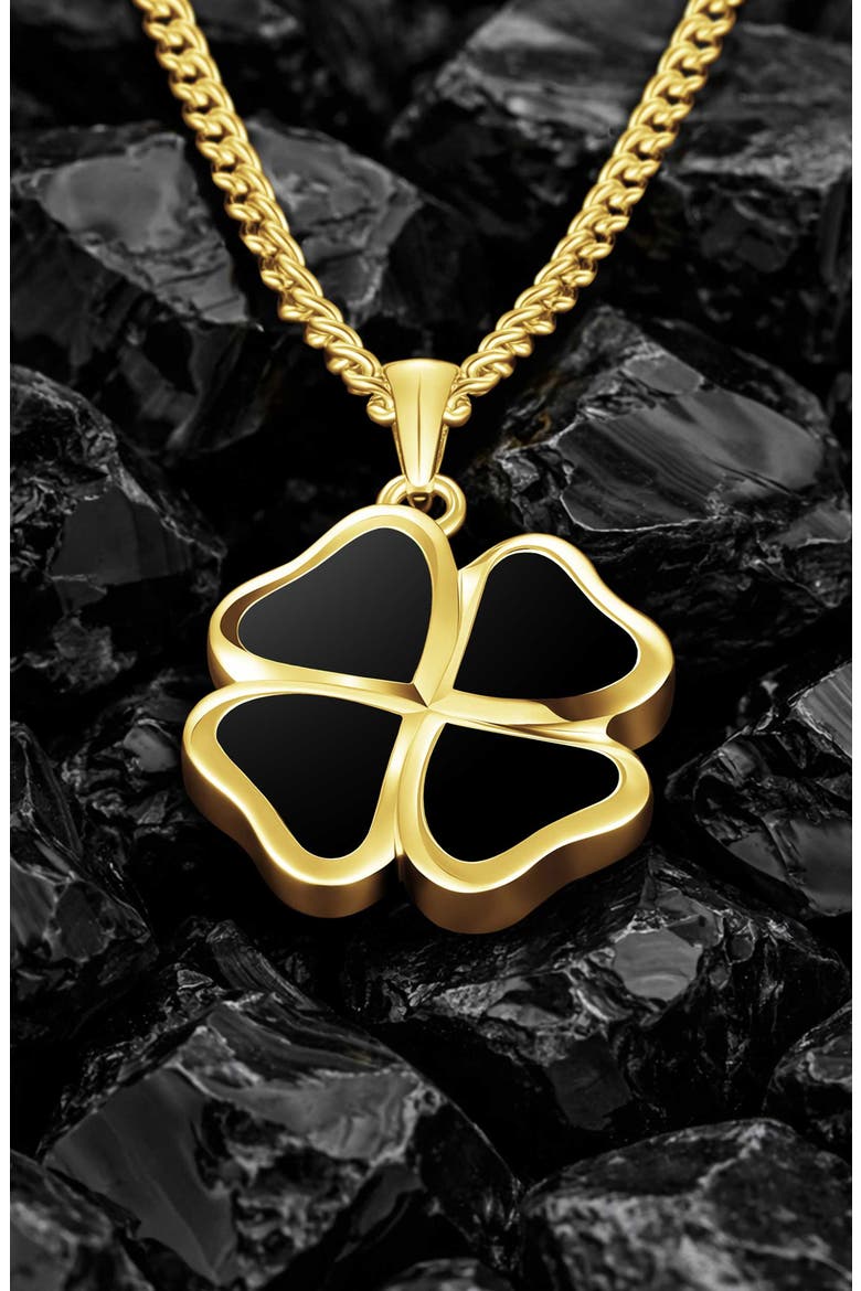 Men's Clover Pendant Necklace, Alternate, color, GOLD