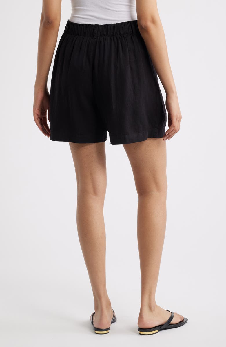 Cloth & Stone Linen Blend Pleat Shorts, Alternate, color, Black