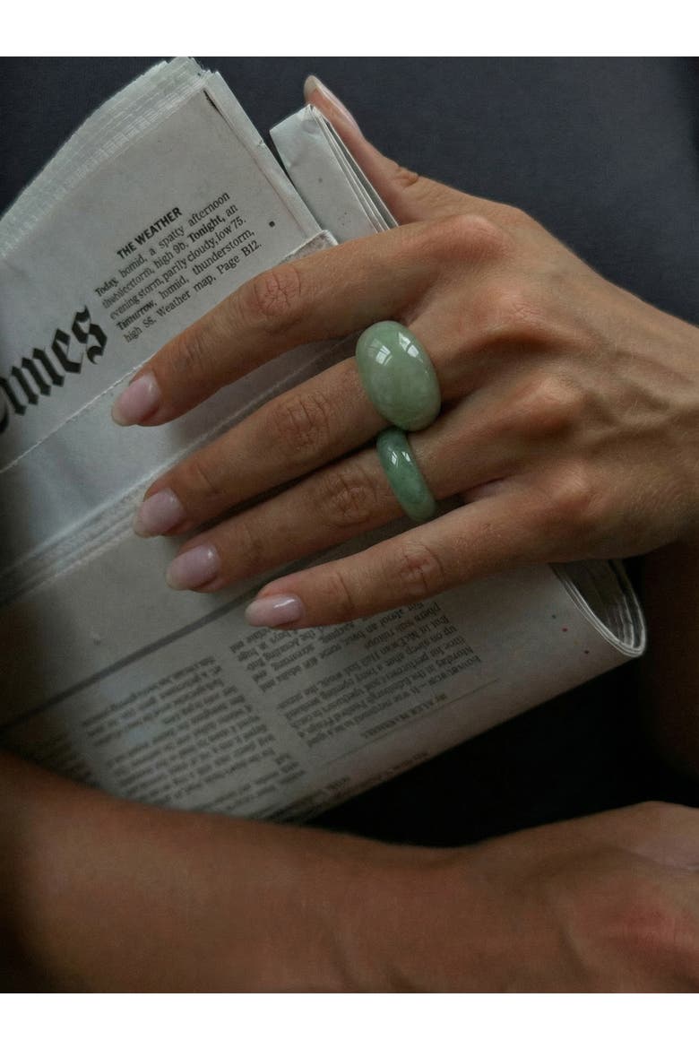 Dome Jade-Green Aventurine Signet Ring, Alternate, color, Green