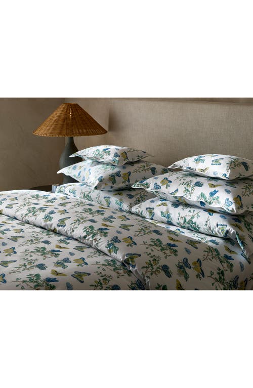 Matouk Baudin Butterfly 500 Thread Count Cotton Percale Duvet Cover In Prussian Blue