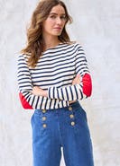 Saint James VAUJANY - Striped Shirt with Heart Elbow Patches