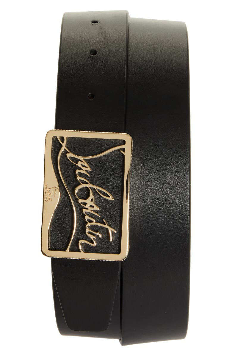 Christian Louboutin Ricky Logo Buckle Leather Belt, Main, color,