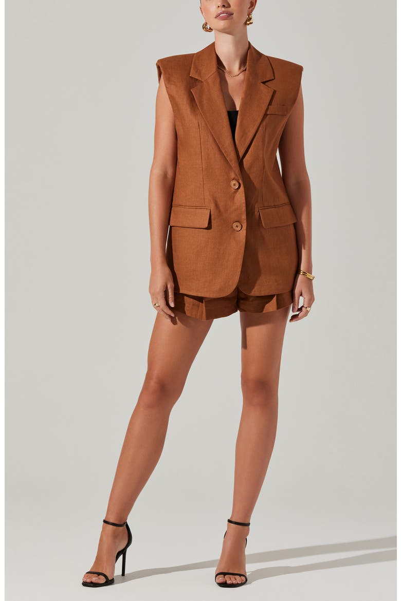 Kyrie Extended Shoulder Linen Vest, Alternate, color, ALMOND