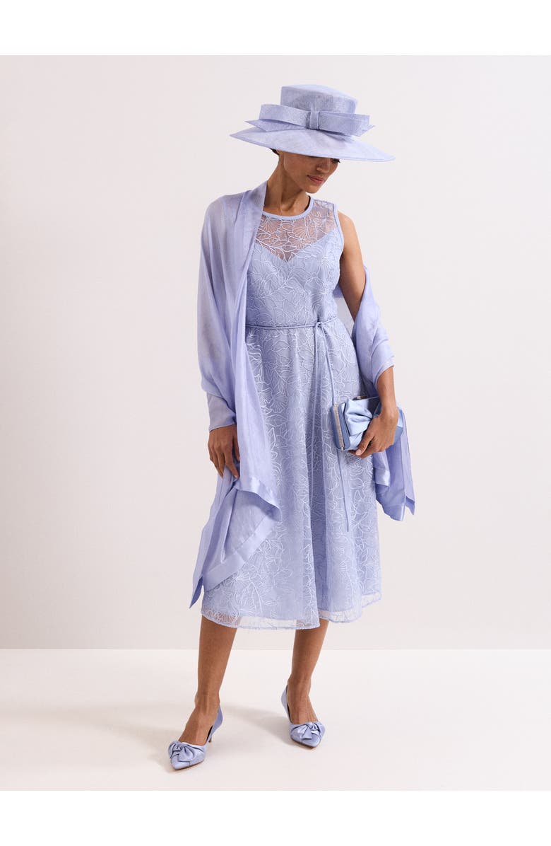 Phase Eight Satin Trim Scarf, Alternate, color, Pale Blue