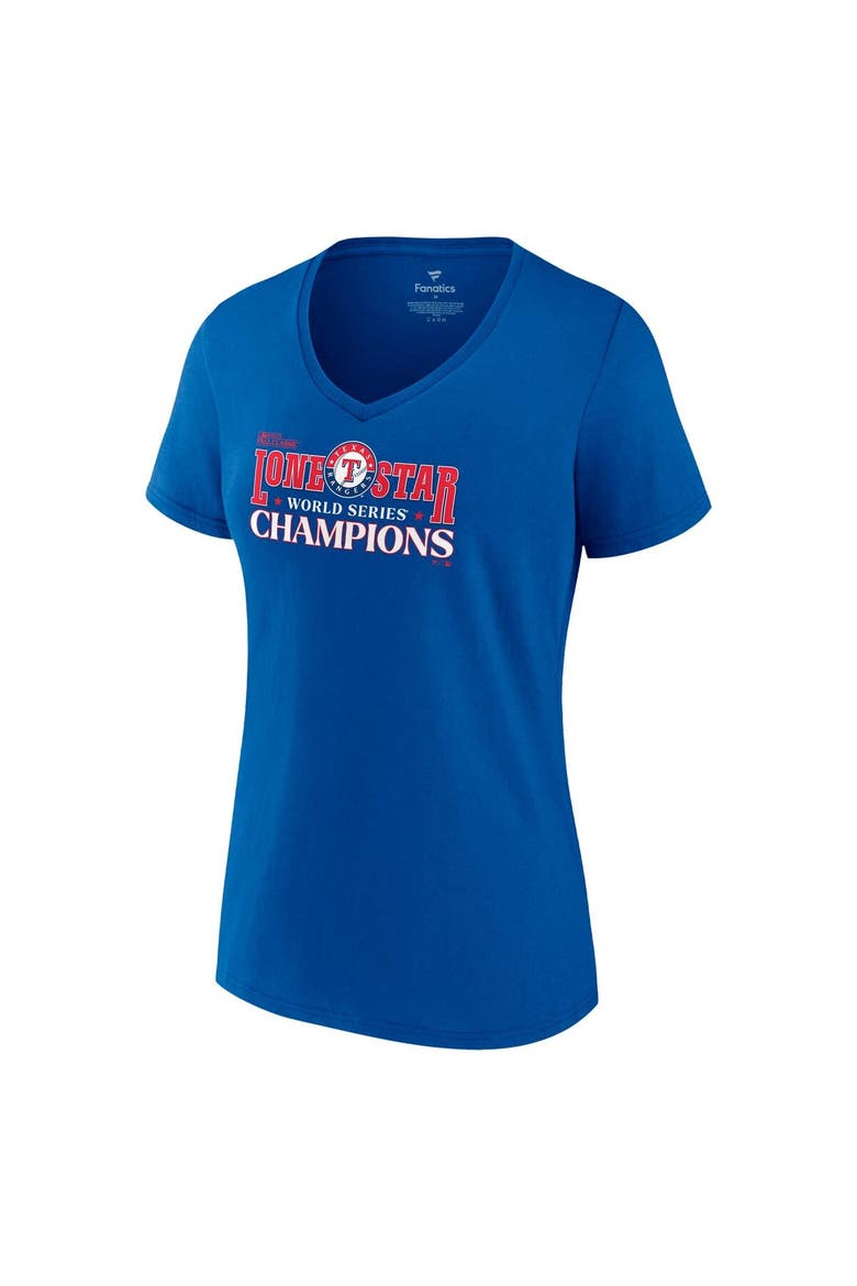 Women's Fanatics Branded Royal Texas Rangers 2023 World Series Champions Hitting Streak V-Neck T-Shirt, Alternate, color, Royal