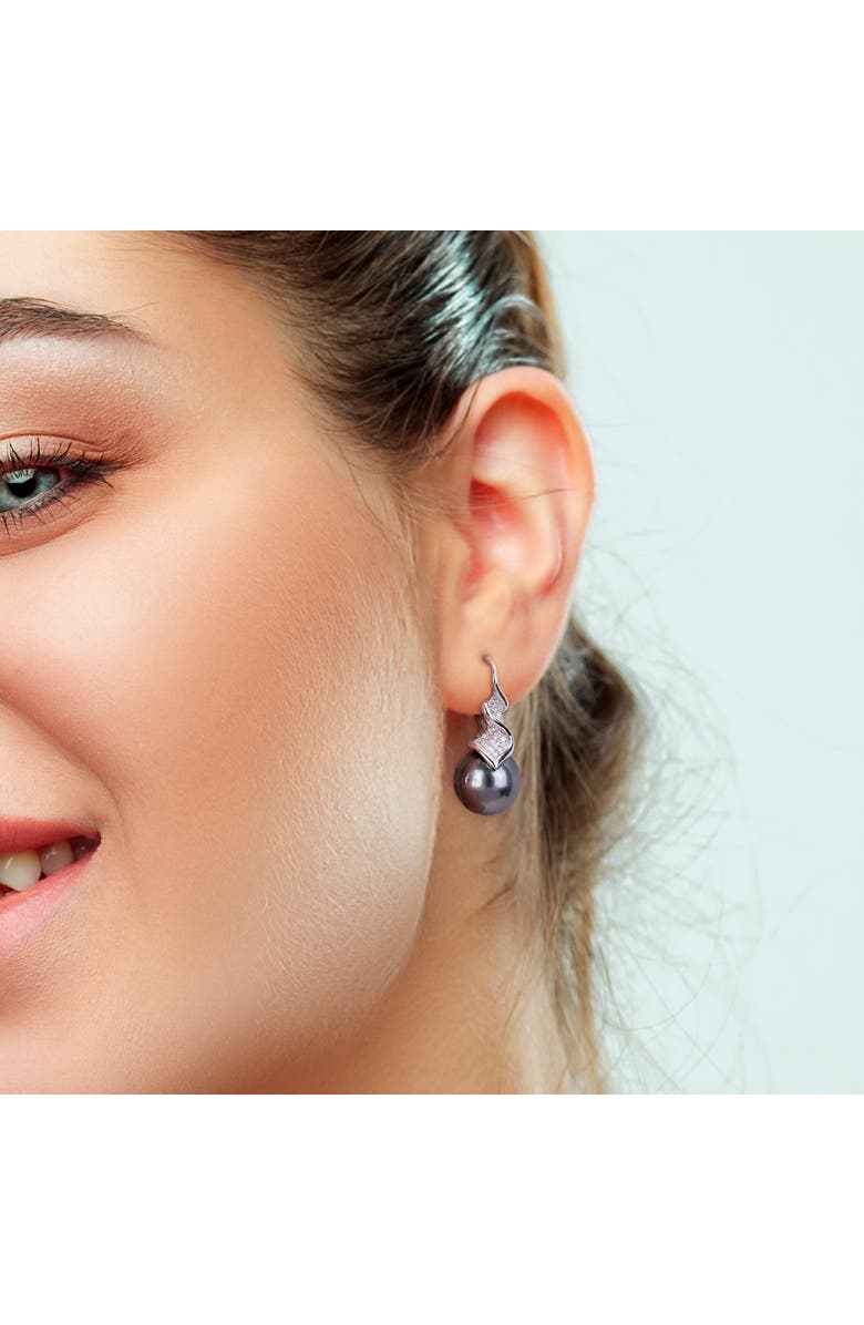 Julianna B. Tahitian Pearl & Diamond Leverback Earrings, Alternate, color, Tahitian Pearl