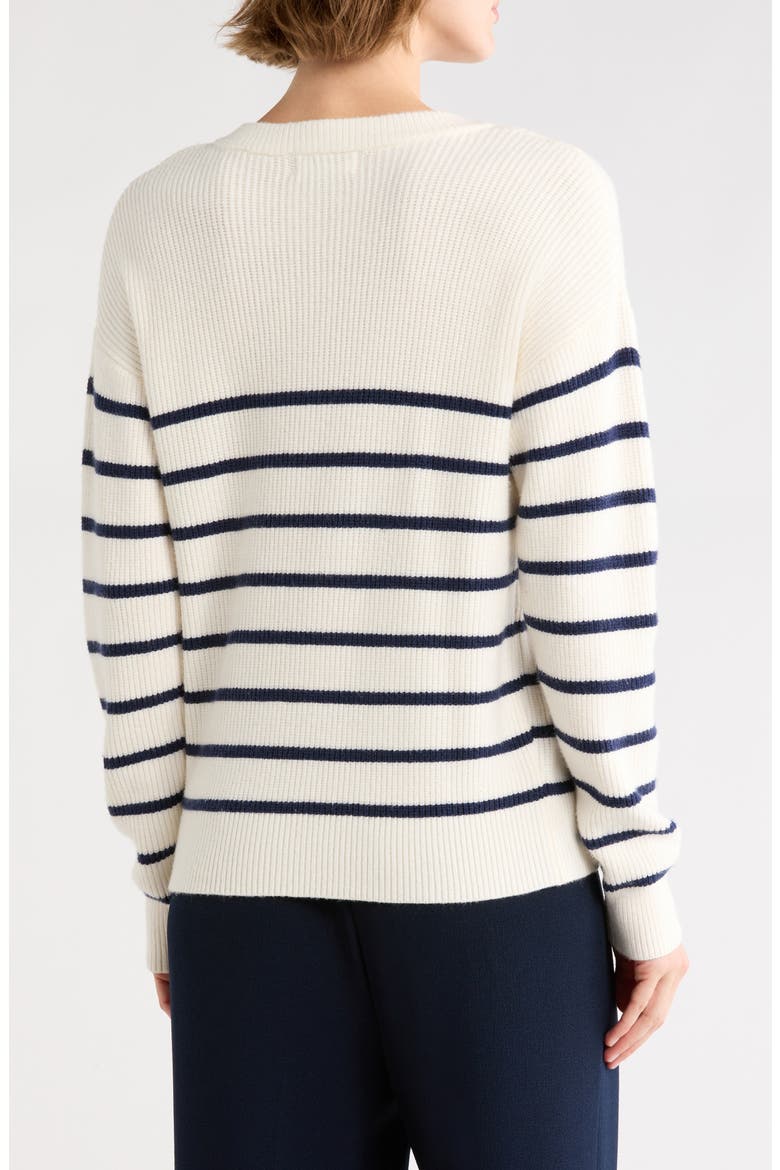 Striped Button Up Sweater, Alternate, color, NAVY COMBO