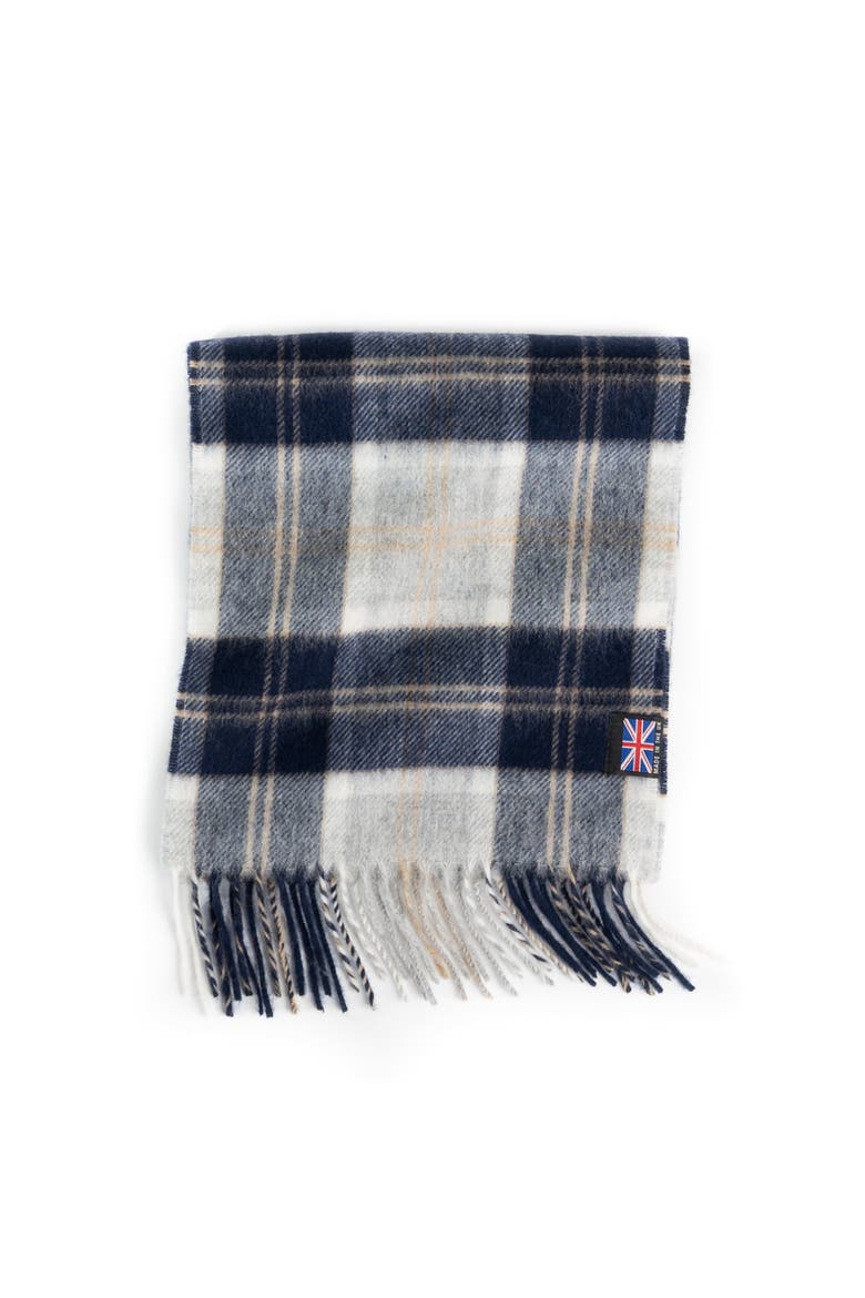 Heritage Plaid Fringed Merino Wool Scarf, Alternate, color, Silver