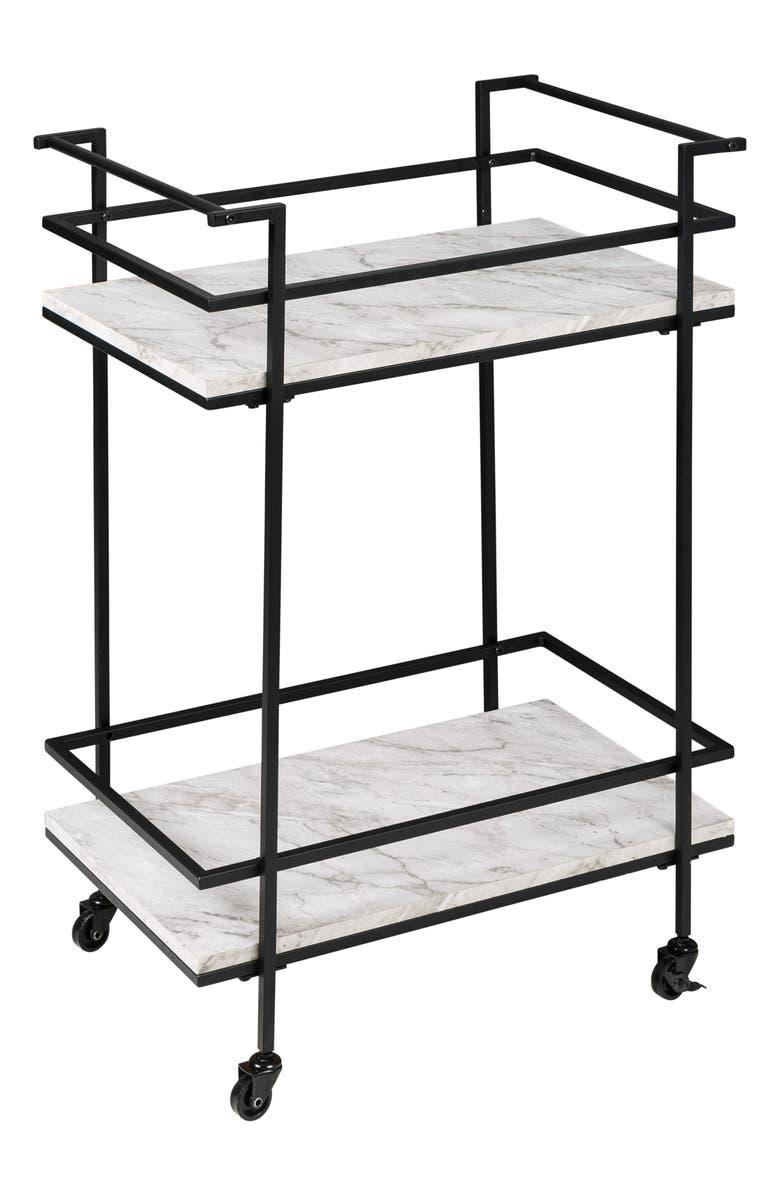 HONEY-CAN-DO 2-Tier Faux Marble Bar Cart, Alternate, color, 