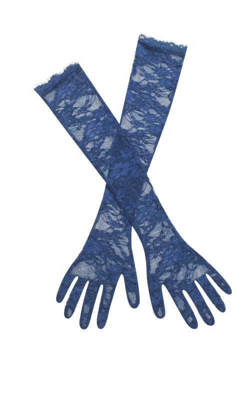 Miss Circle Rae Lace Opera-length Gloves In Blue