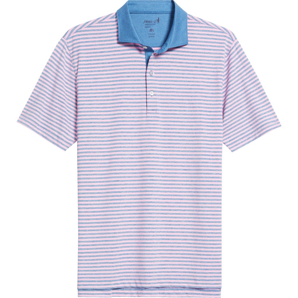 Johnnie-o Gibbons Stripe Prep-formance Polo In Porto Pink
