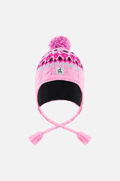 Colorblock Winter Peruvian Cable Pompom Earflap Knit Hat