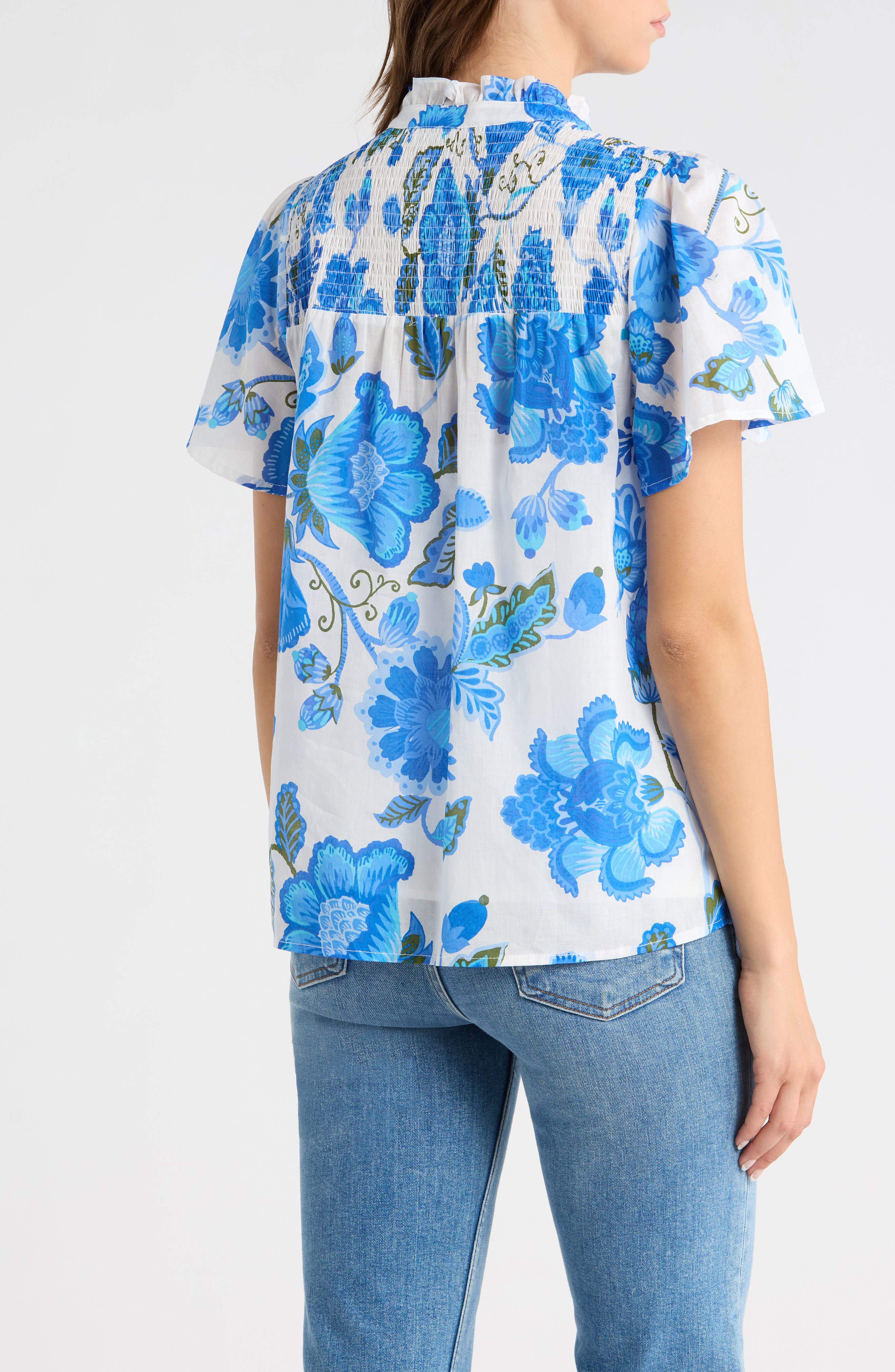 Aamian Floral Romy Mock Neck Cotton Top - image 2