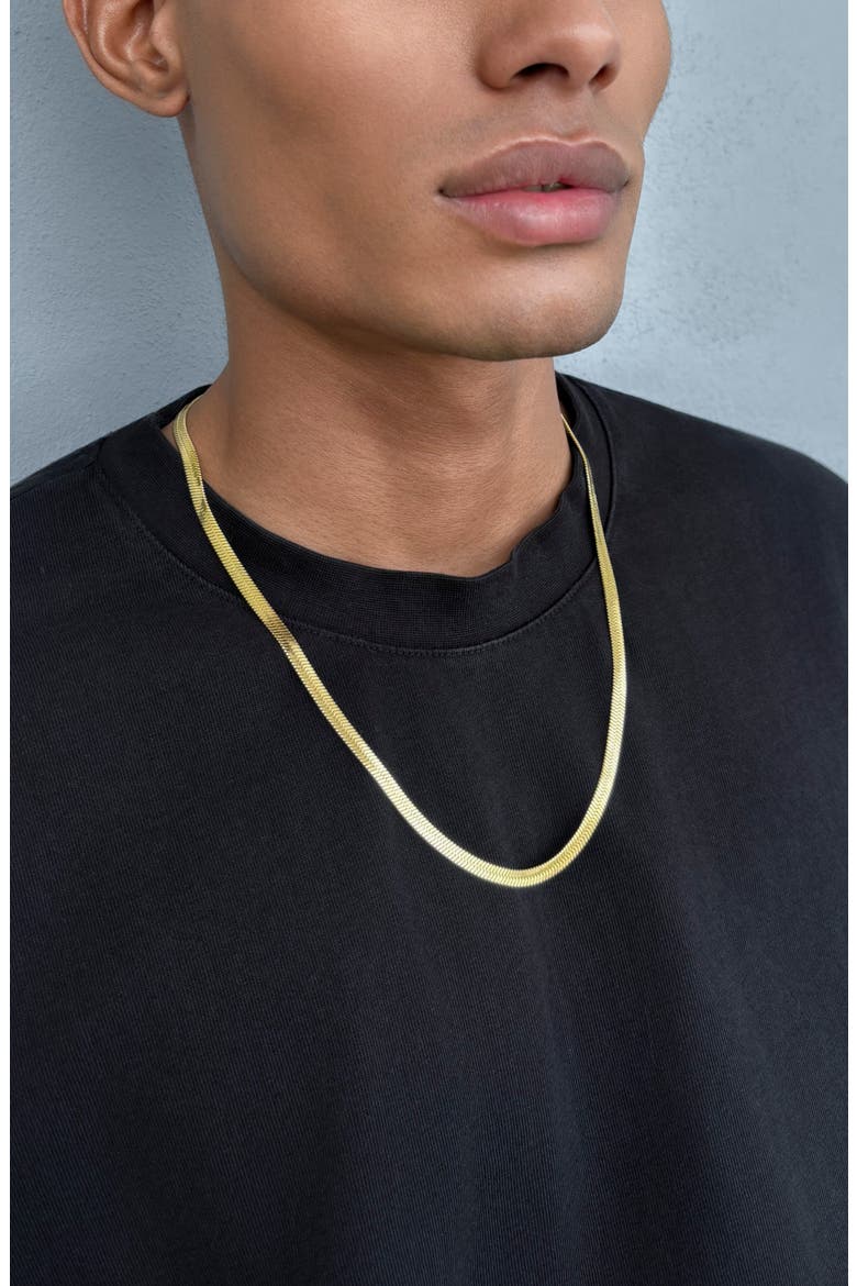 Men's 18k Gold Plated Herringbone Chain Necklace, Alternate, color, GOLD