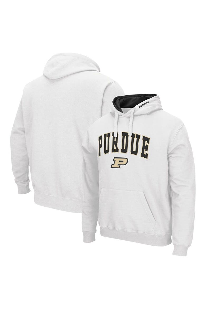 Men's Colosseum White Purdue Boilermakers Arch & Logo 3.0 Pullover Hoodie, Main, color, White