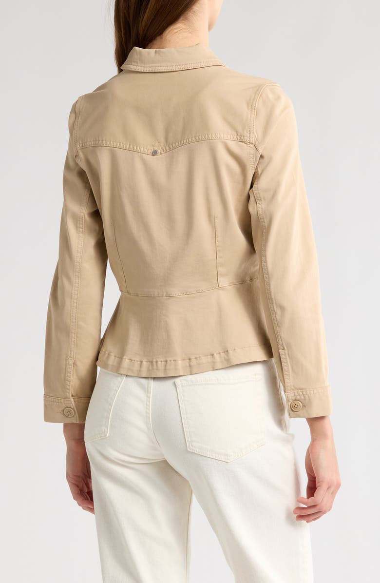 Liverpool Los Angeles Peplum Twill Trucker Jacket, Alternate, color, Cappuccino