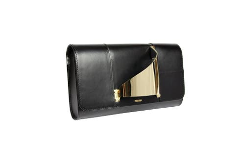 Perrin Paris L'eiffel Classic Clutch In Black Gold