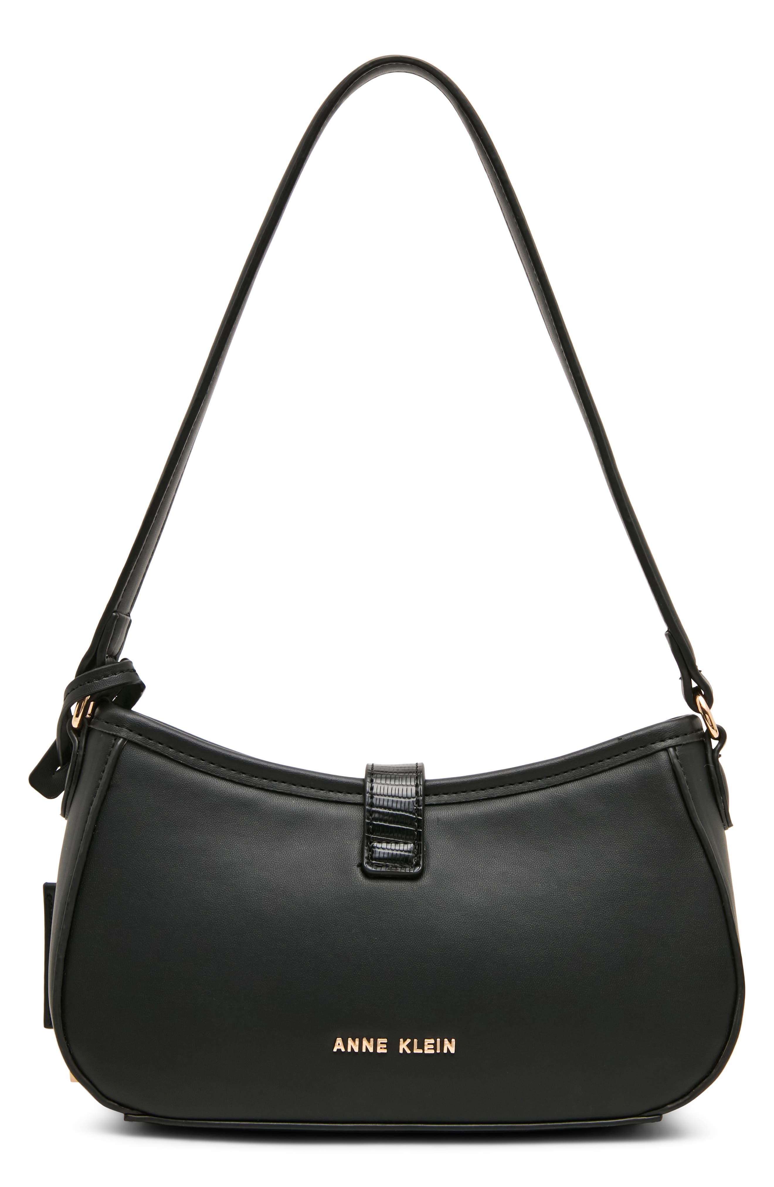 Buckle Faux Leather Shoulder Bag, Alternate, color, BLACK/ BLACK