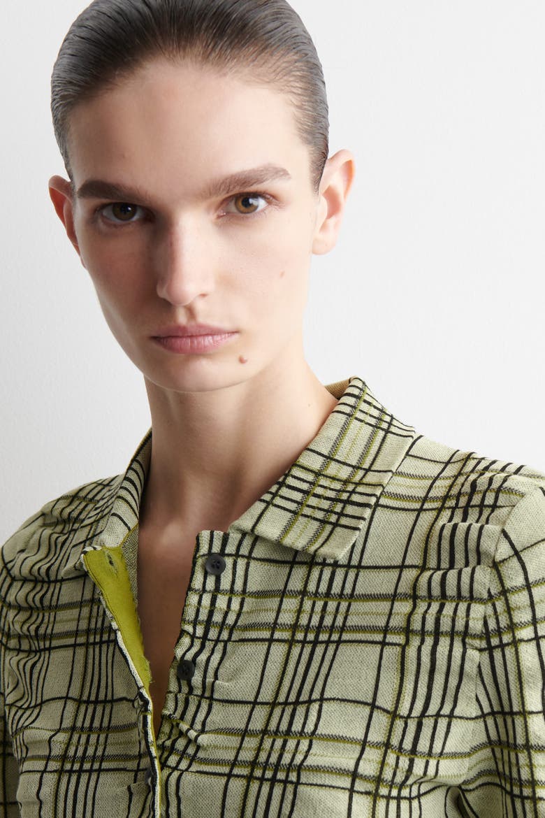 Checked Cotton-Jacquard Shirt, Alternate, color, GREEN / CHECKED