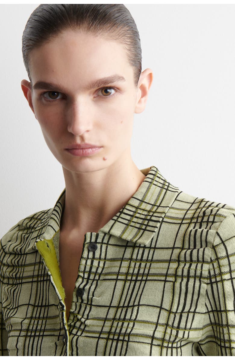 COS Checked Cotton-Jacquard Shirt, Alternate, color, Green / Checked