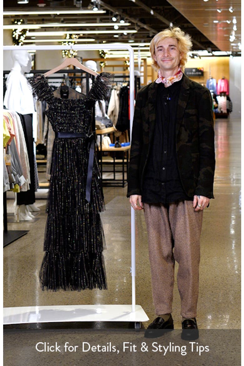 Pleated Tiered Metallic Dress video