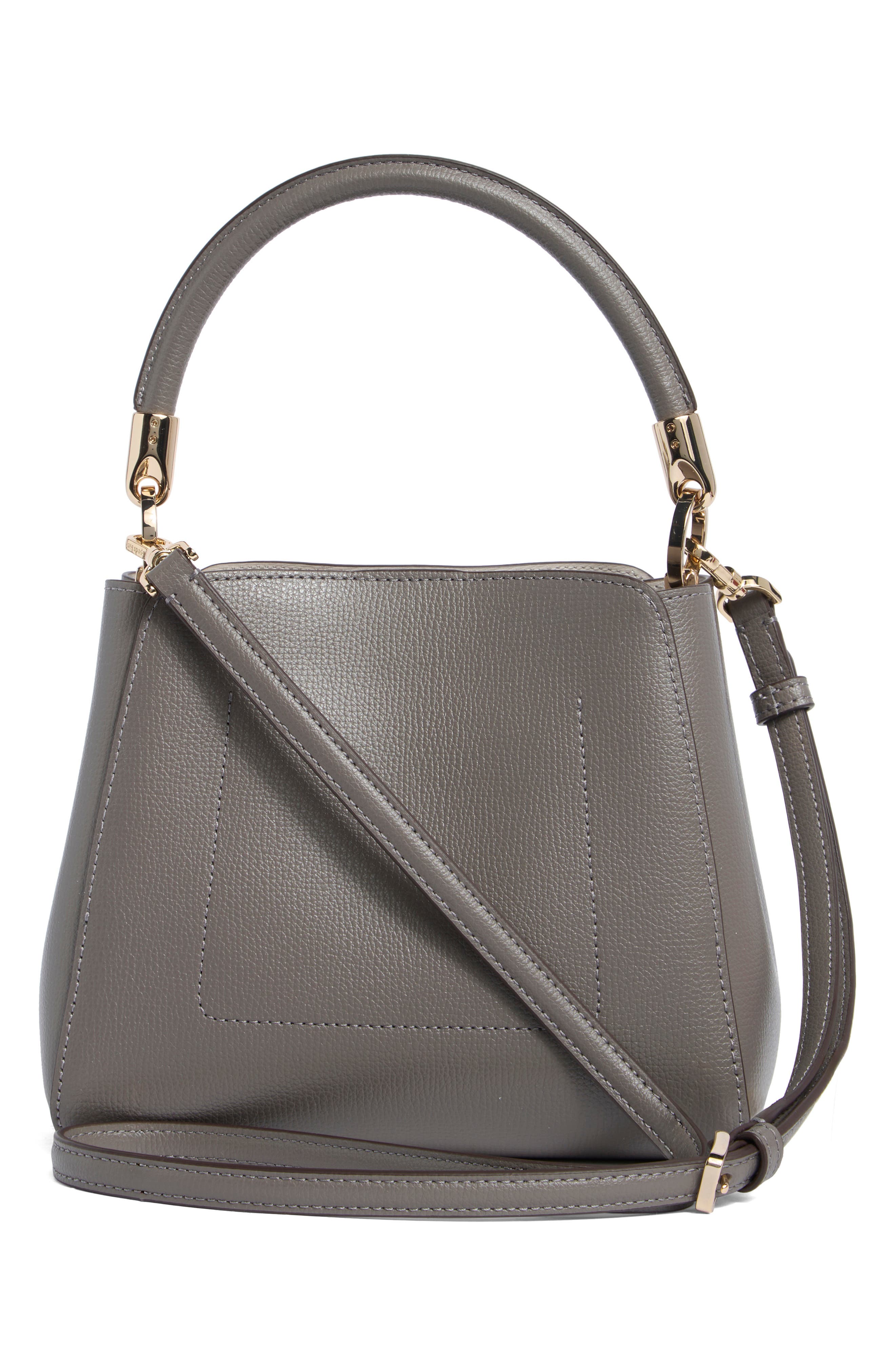 phoebe refined grain leather satchel, Alternate, color, HARE GREY