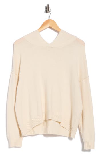 Max Studio Hooded Pullover Sweater In White