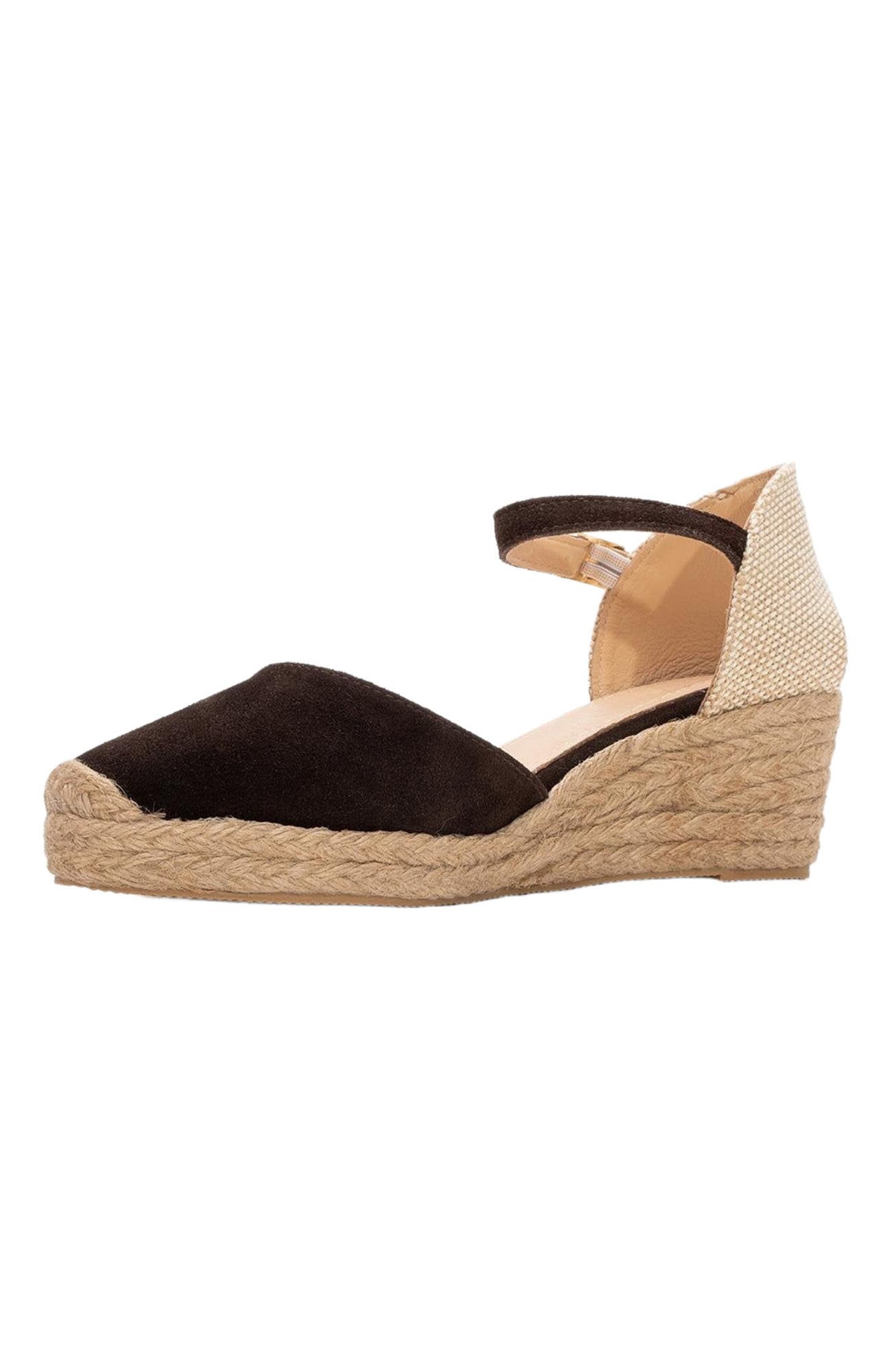 Aldea Leather Platform Espadrille, Alternate, color, Cognac Brown Suede Leather