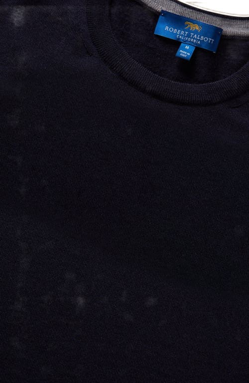 Robert Talbott Keaton Crewneck Sweater In Navy With Gray Tipping