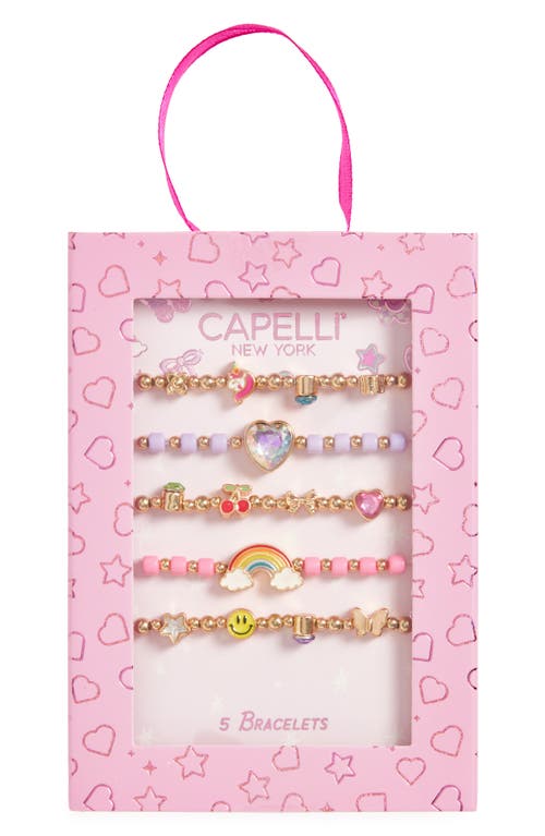 Capelli New York Kids' 5-Pack Assorted Stretch Bracelet Boxed Set in Gold Multi  product